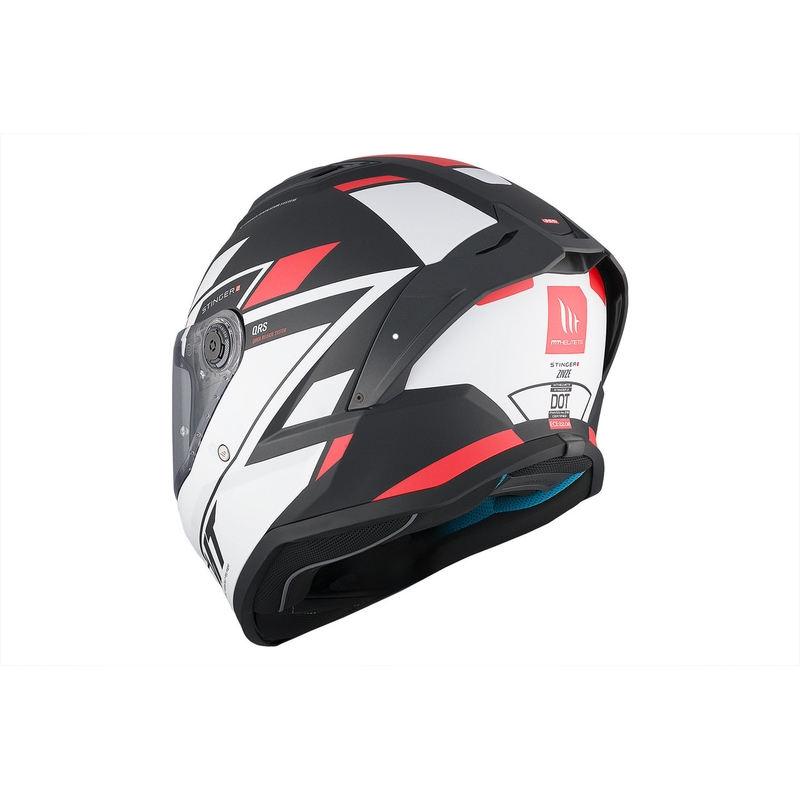 MT Stinger 2 Solid Zivze cască de motocicletă integrală alb-negru-roșu mată