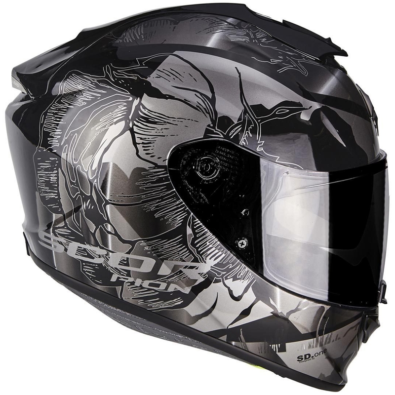 Cască de motocicletă integrală Scorpion Exo-1400 Air Patch negru-argintiu Vânzarea lichidare