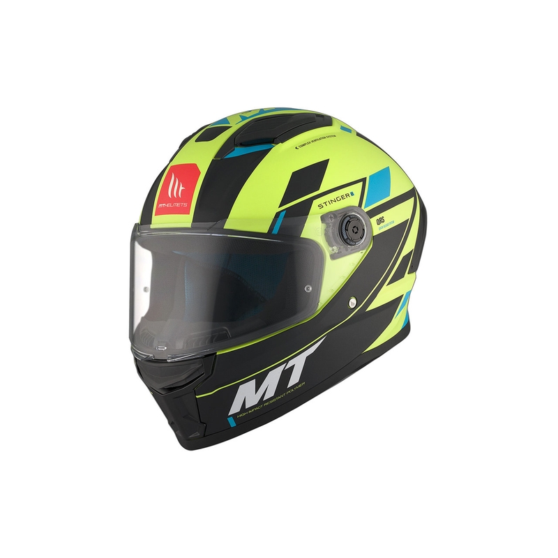 MT Stinger 2 Solid Zivze verde fluo-negru-albastru mat cască de motociclist integrală