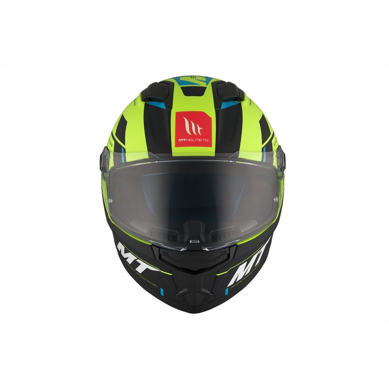 MT Stinger 2 Solid Zivze verde fluo-negru-albastru mat cască de motociclist integrală