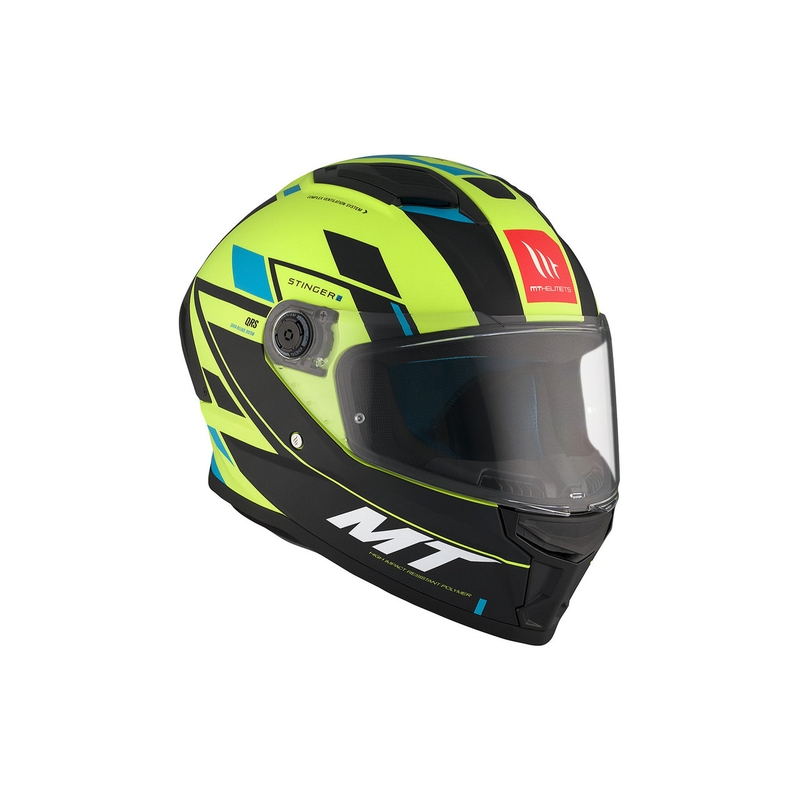 MT Stinger 2 Solid Zivze verde fluo-negru-albastru mat cască de motociclist integrală