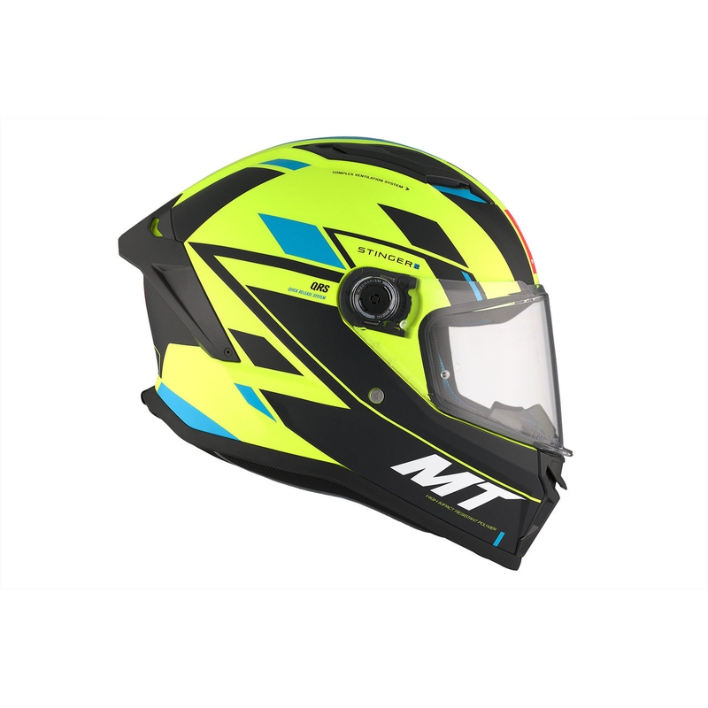 MT Stinger 2 Solid Zivze verde fluo-negru-albastru mat cască de motociclist integrală