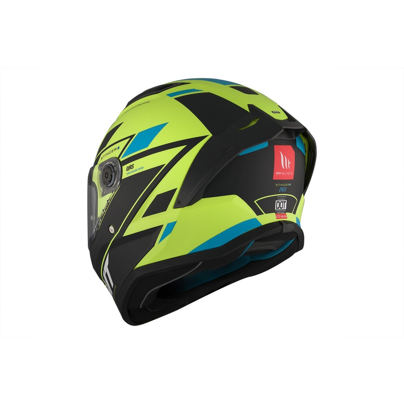 MT Stinger 2 Solid Zivze verde fluo-negru-albastru mat cască de motociclist integrală