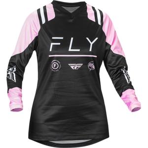 Tricou de motocros pentru femei FLY Racing F-16 2024 negru și roz