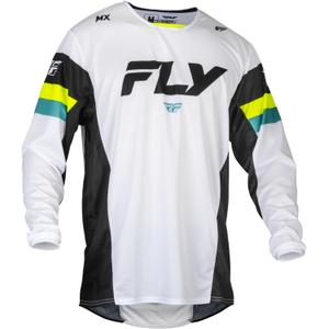 Tricou de motocros FLY Racing Kinetic Prix 2024 alb-negru-galben-fluo galben