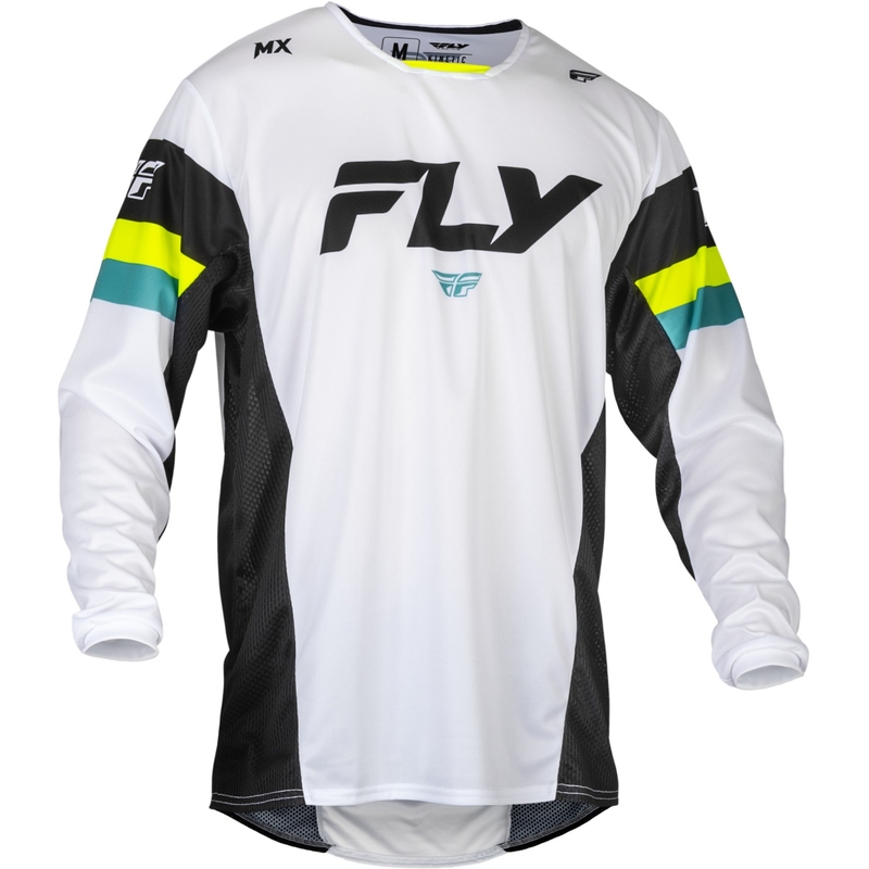 Tricou de motocros FLY Racing Kinetic Prix 2024 alb-negru-galben-fluo galben