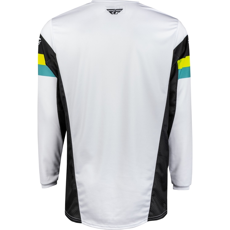 Tricou de motocros FLY Racing Kinetic Prix 2024 alb-negru-galben-fluo galben