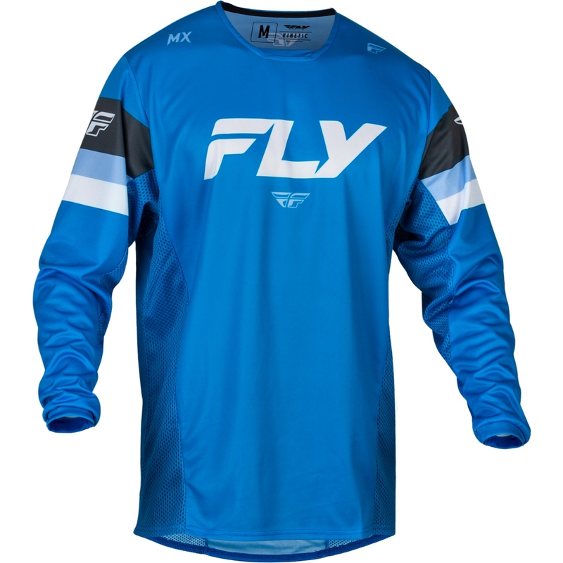 Tricou motocross FLY Racing Kinetic Prix albastru-gri-alb - vânzare lichidare