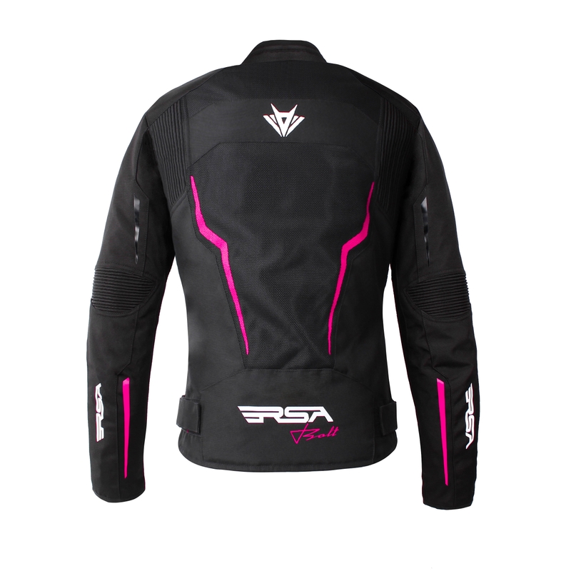 Jachetă de motocicletă pentru femei RSA Bolt negru, alb și roz - II. jakost
