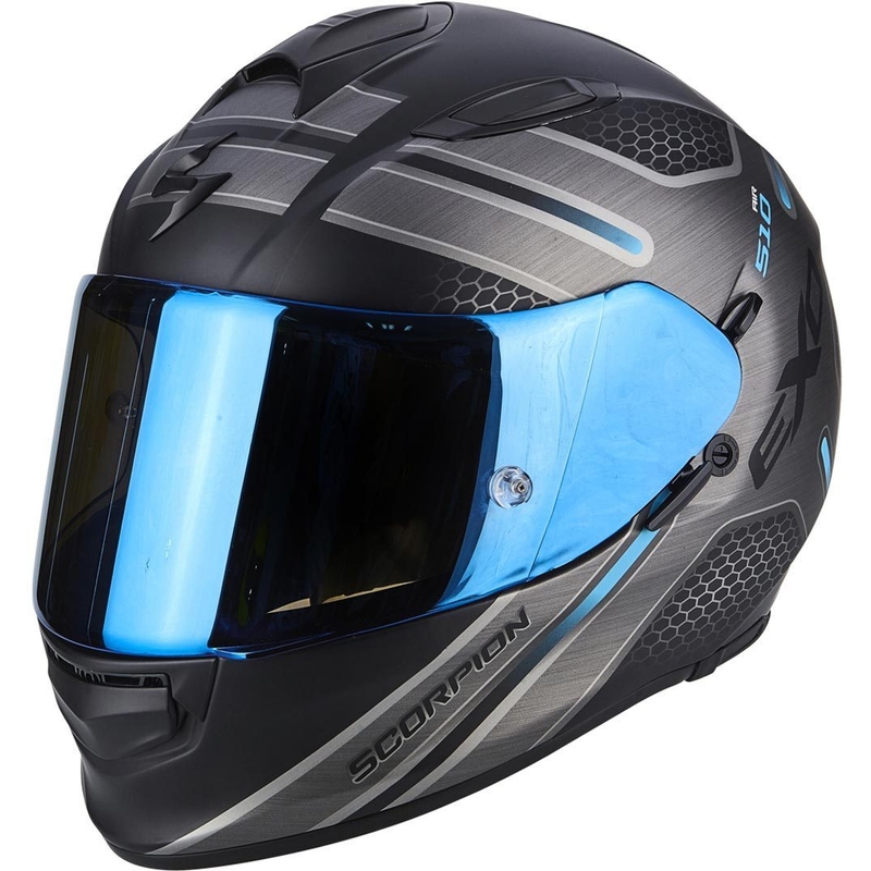 Cască integrală pentru motociclete Scorpion EXO-510 Air Route negru mat-albastru