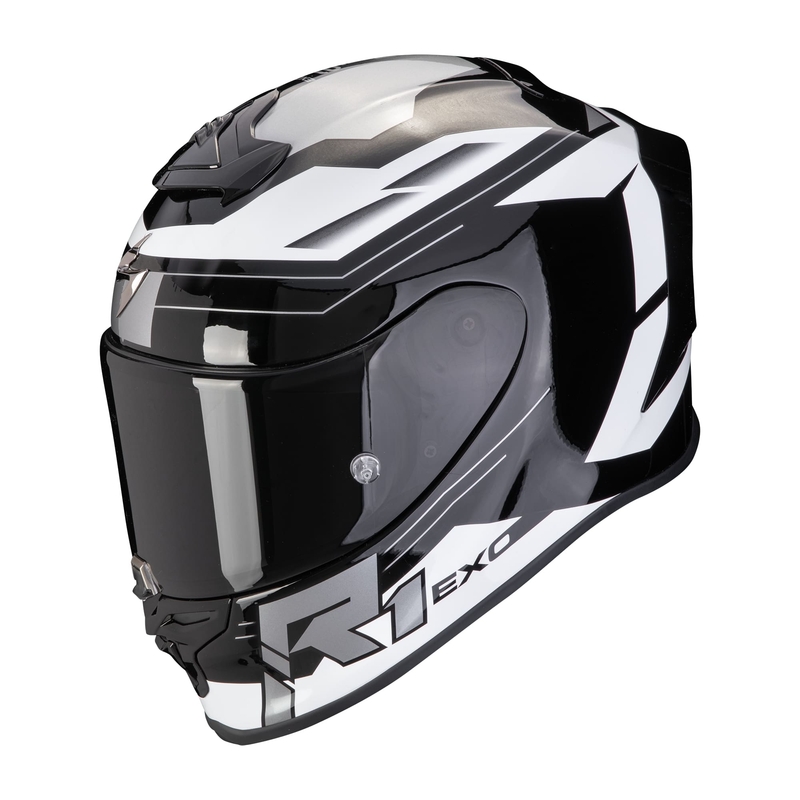 Cască integrală Scorpion EXO-R1 EVO AIR BLAZE negru și alb Scorpion EXO-R1 EVO AIR BLAZE negru și alb lichidare