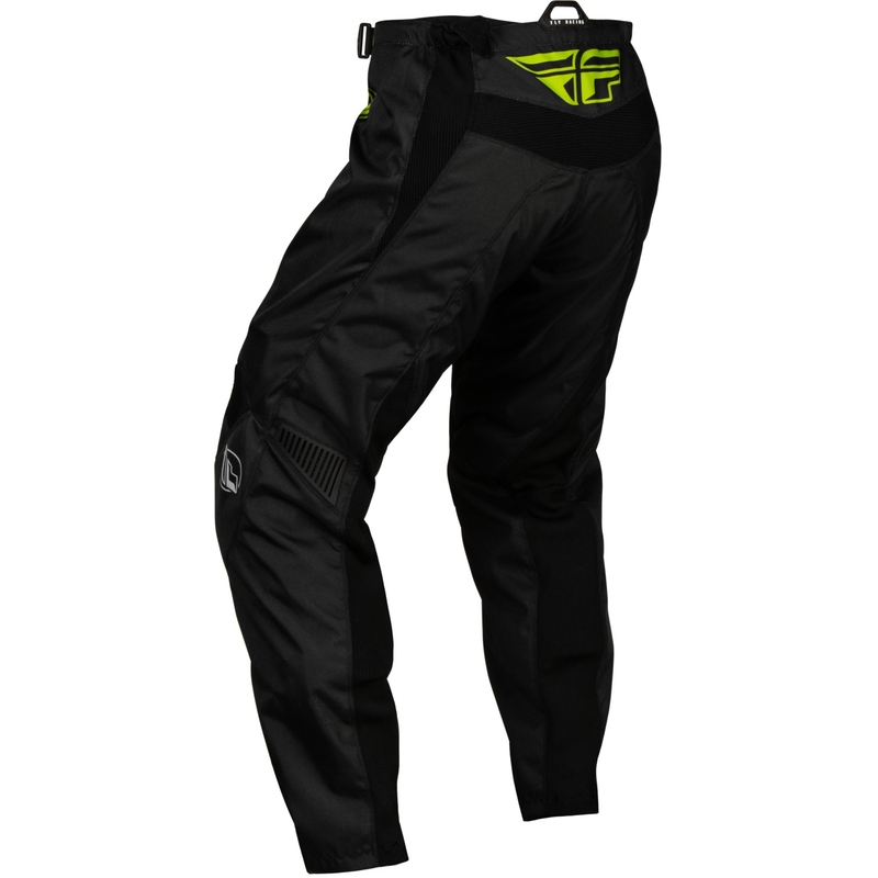 Pantaloni de motocross pentru copii FLY Racing F-16 2024 negru-verde-fluo-gri