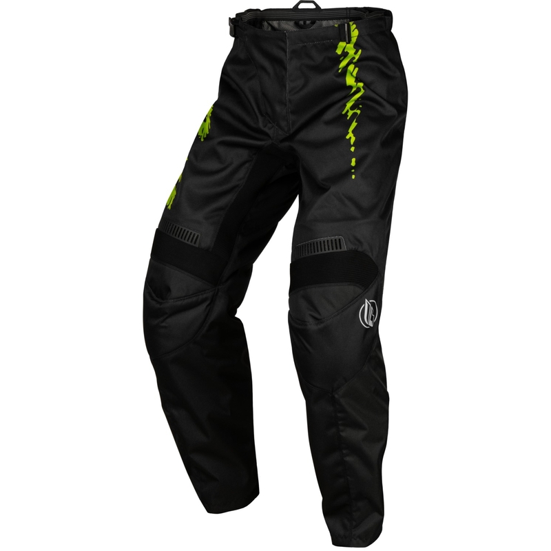 Pantaloni de motocross pentru copii FLY Racing F-16 2024 negru-verde-fluo-gri