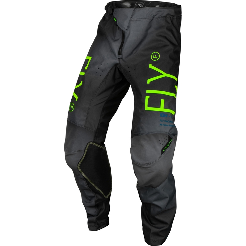 Pantaloni motocross pentru copii FLY Racing Kinetic Prodigy 2024 negru-fluo verde-albastru lichidare