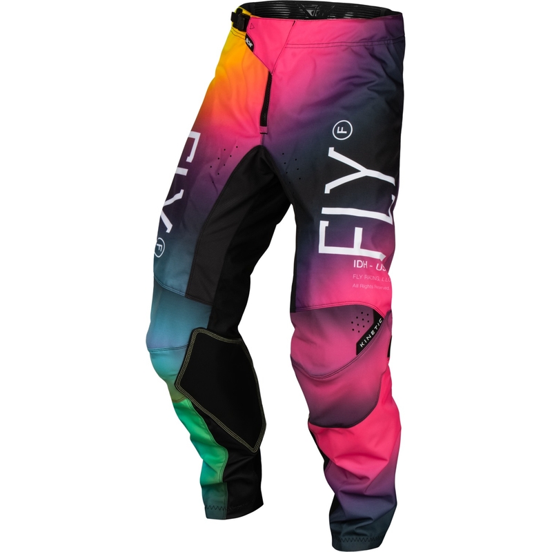 Pantaloni motocross pentru copii FLY Racing Kinetic Prodigy roz-albastru-galben fluo - reducere lichidare