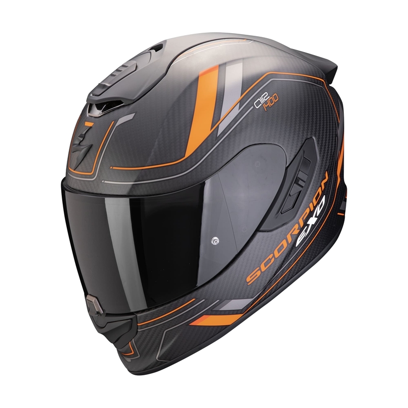 Cască integrală de motocicletă Scorpion EXO-1400 EVO II CARBON AIR MIRAGE negru mat-portocaliu lichidare