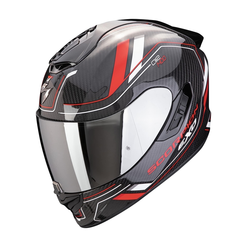 Cască integrală pentru motociclete Scorpion EXO-1400 EVO II CARBON AIR MIRAGE negru-roșu-alb