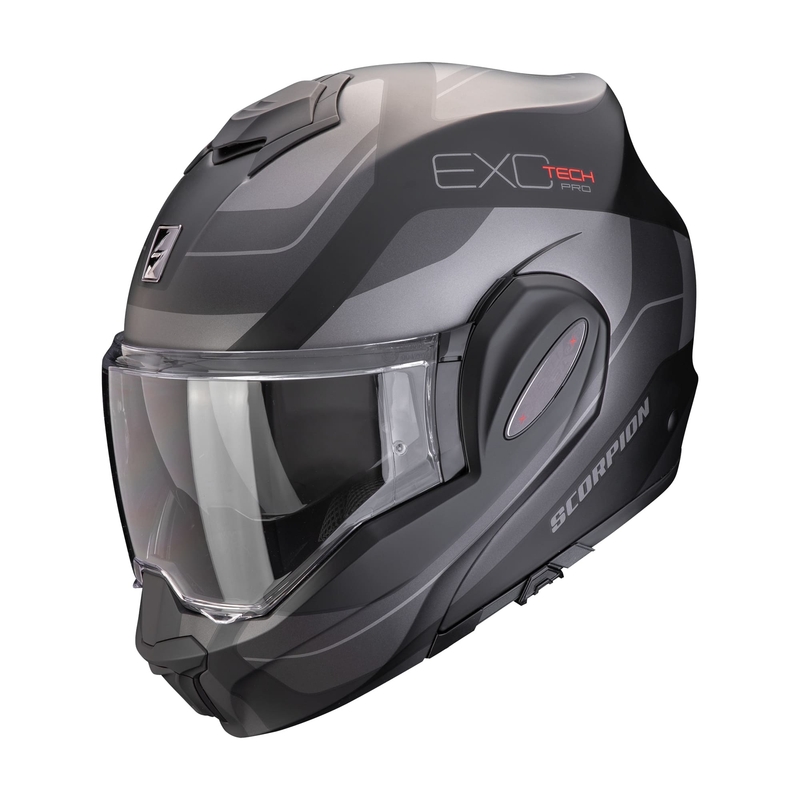 Cască de motocicletă rabatabilă Scorpion EXO-TECH EVO PRO COMMUTA negru mat-argintiu lichidare