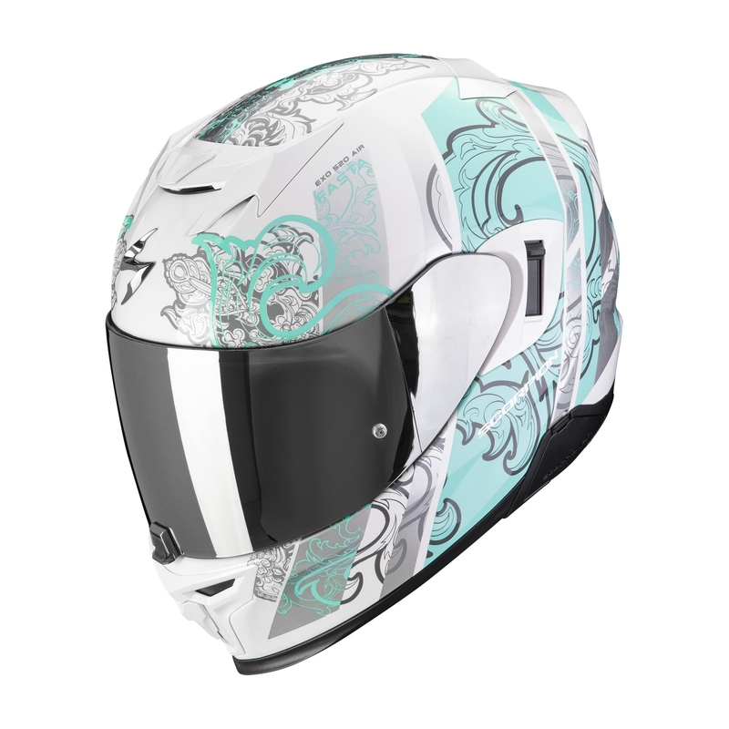 Cască integrală pentru motociclete Scorpion EXO-520 EVO AIR FASTA alb-albastru deschis lichidare