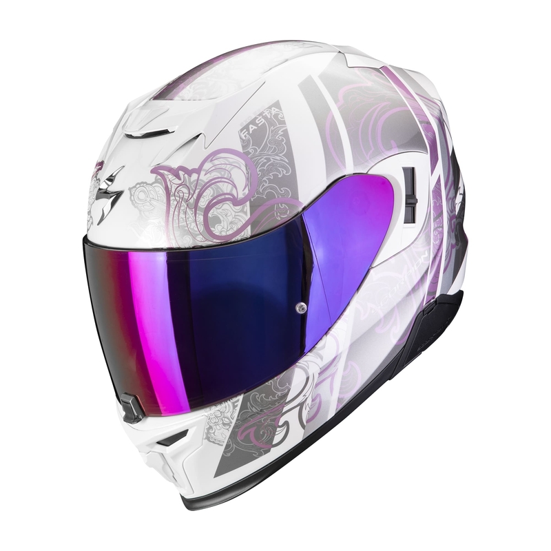 Cască integrală pentru motociclete Scorpion EXO-520 EVO AIR FASTA alb-violet lichidare