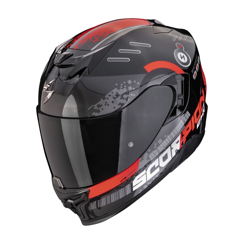 Cască integrală pentru motociclete Scorpion EXO-520 EVO AIR TITAN negru-roșu metalizat lichidare