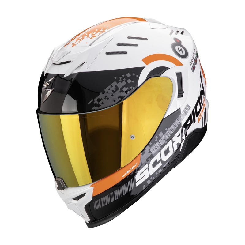 Cască integrală pentru motociclete Scorpion EXO-520 EVO AIR TITAN alb-portocaliu lichidare