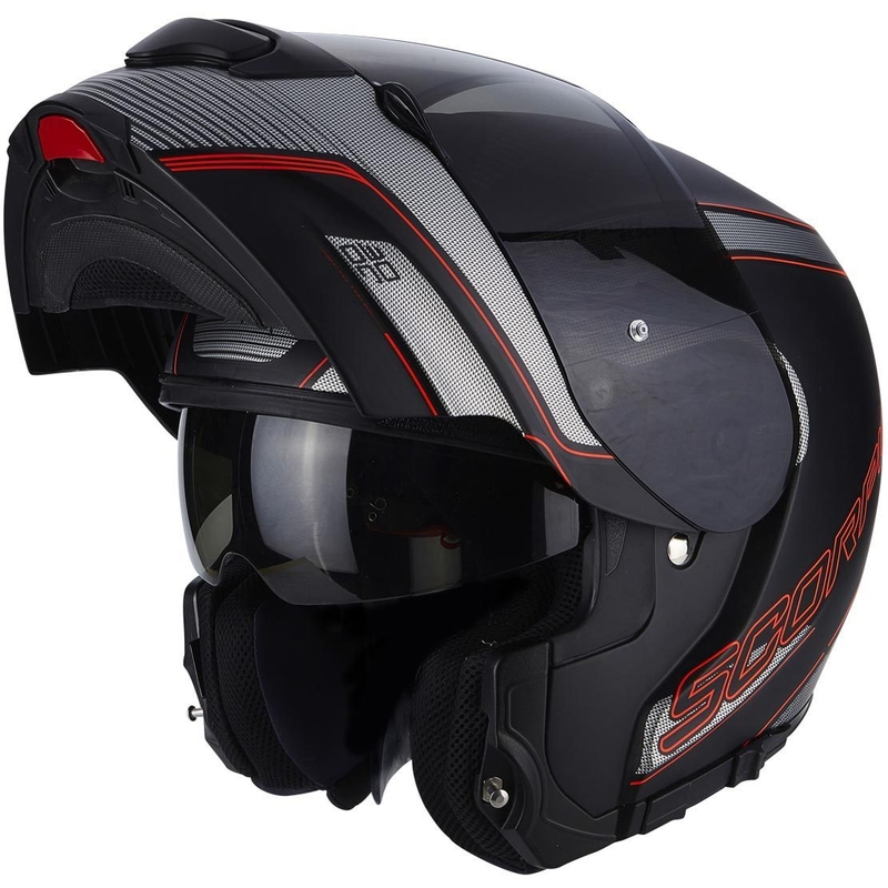 Cască de motocicletă flip-up Scorpion EXO-3000 Stroll negru mat-rosu lichidare