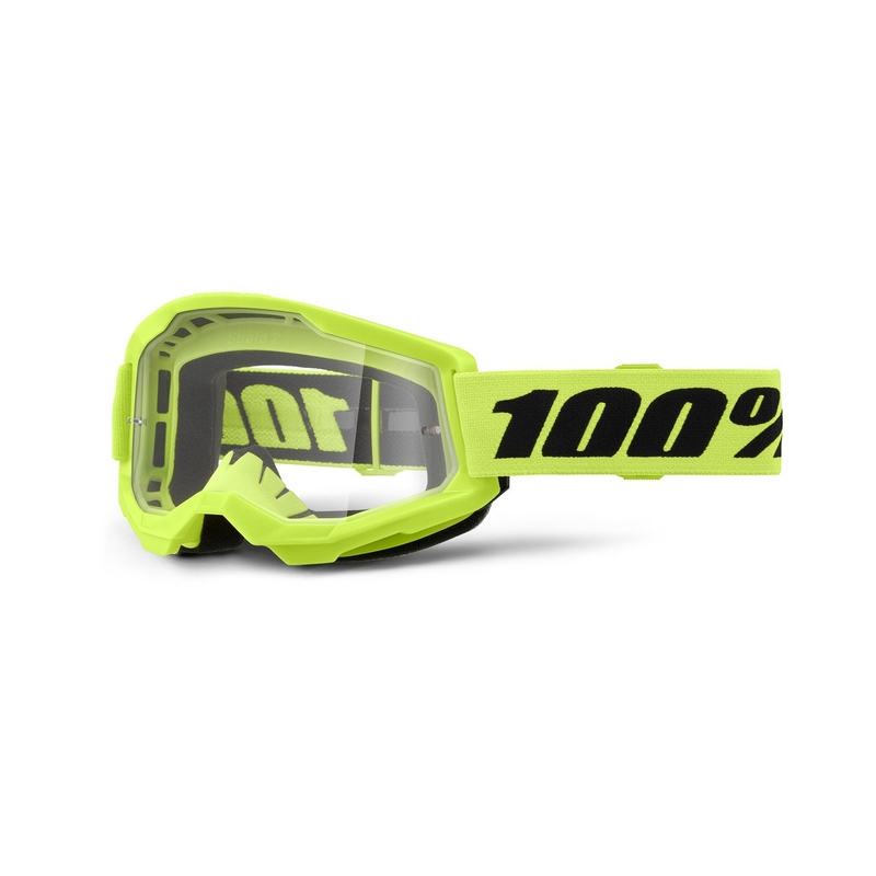 Ochelari de motocros 100% STRATA 2 Nou galben fluo (plexi transparent)