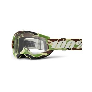 Ochelari de motocros 100% STRATA 2 New War Camo verde (plexi transparent)