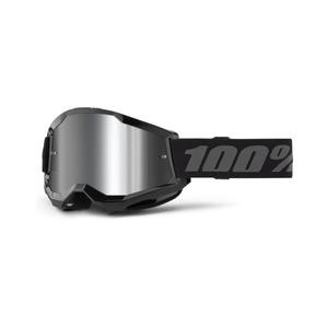 Ochelari de motocros 100% STRATA 2 Nou negru (plexi argintiu)