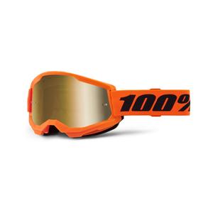 Ochelari de motocros 100% STRATA 2 New orange (plexi auriu)