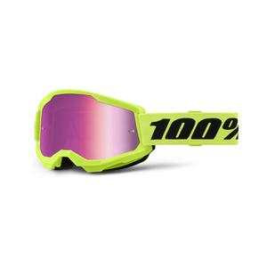 Ochelari de motocros 100% STRATA 2 New fluo yellow (plexi roz)