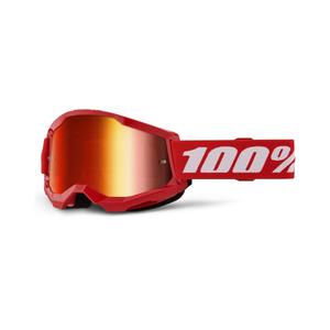 Ochelari de motocros 100% STRATA 2 Nou roșu (plexi roșu)