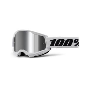 Ochelari de motocros 100% STRATA 2 Nou alb (plexi argintiu)