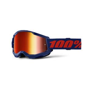 Ochelari de motocros 100% STRATA 2 Nou albastru (plexi roșu)