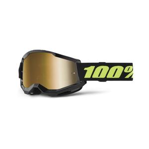 Ochelari de motocros 100% STRATA 2 New Solar negru (plexi auriu)