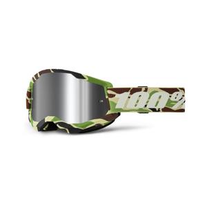 Ochelari de motocros 100% STRATA 2 New War Camo verde (plexi argintiu)