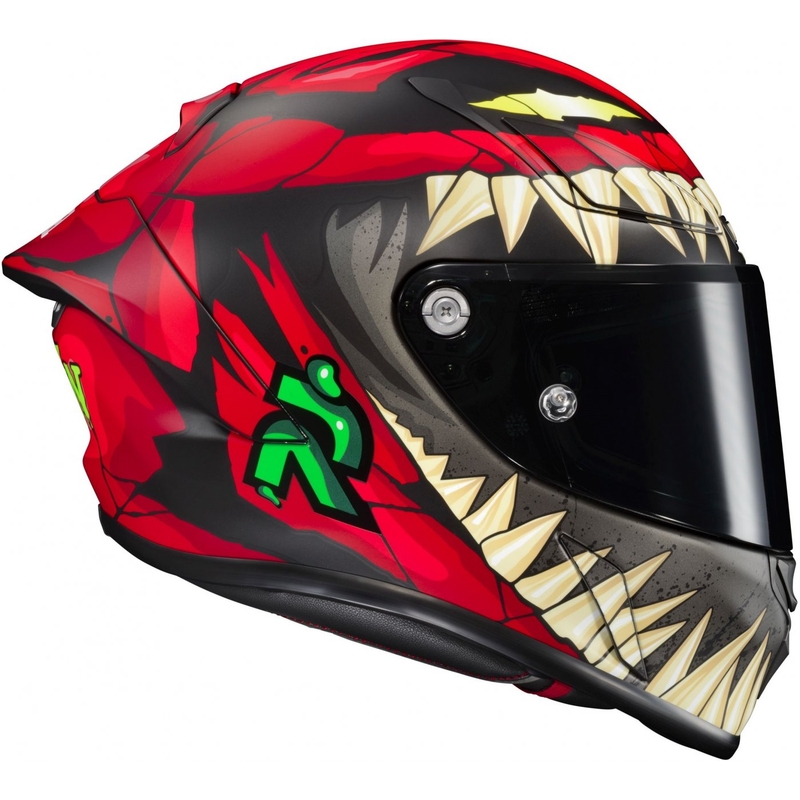 Cască integrală pentru motociclete HJC RPHA 1 Toxin Marvel MC1SF roșu-gri-verde-verde lichidare