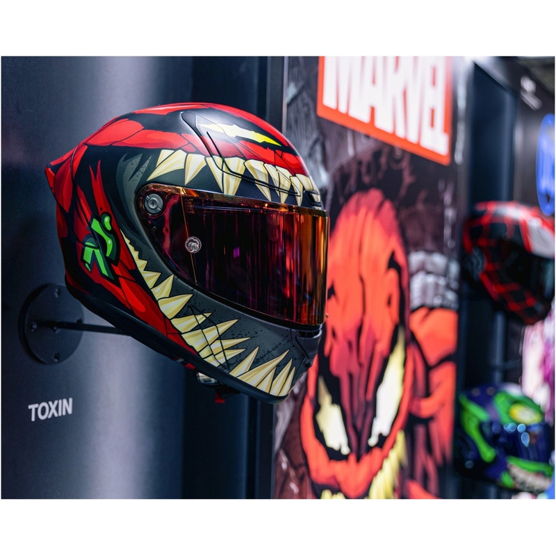 Cască integrală pentru motociclete HJC RPHA 1 Toxin Marvel MC1SF roșu-gri-verde-verde lichidare