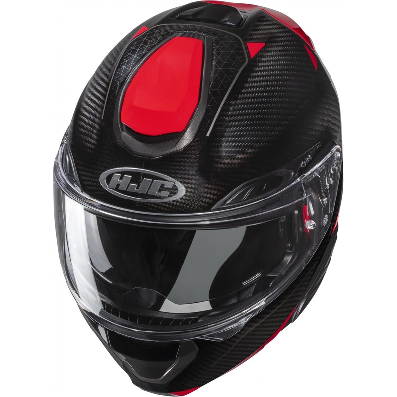 Casca de motociclete rabatabila HJC RPHA 91 CARBON Noela MC1 negru-rosu lichidare