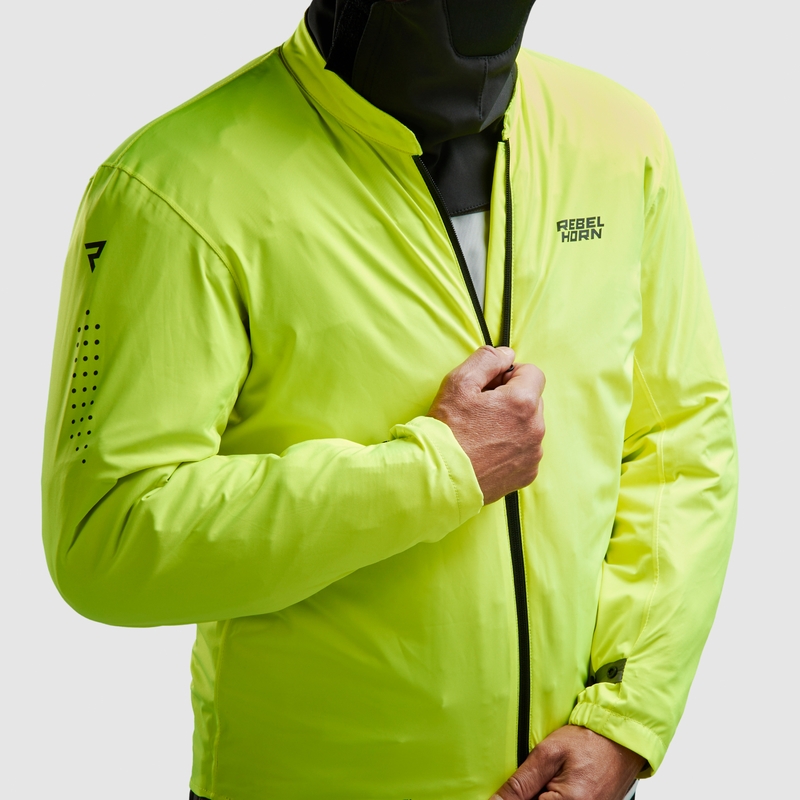Geacă de motocicletă Rebelhorn Cubby V negru-gri-galben fluo