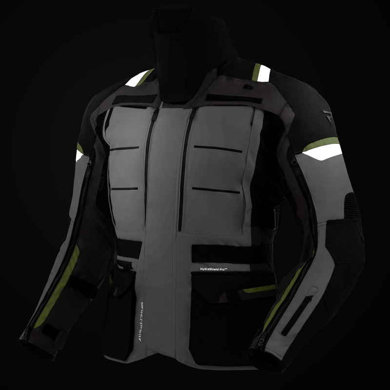 Geacă de motocicletă Rebelhorn Cubby V negru-gri-galben fluo
