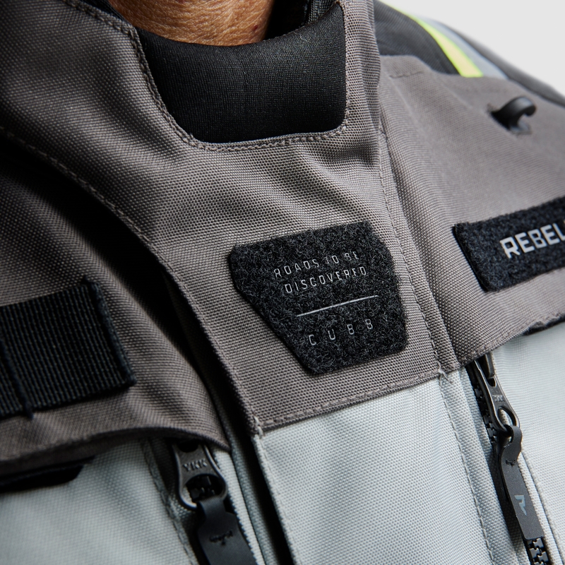Geacă de motocicletă Rebelhorn Cubby V negru-gri-galben fluo