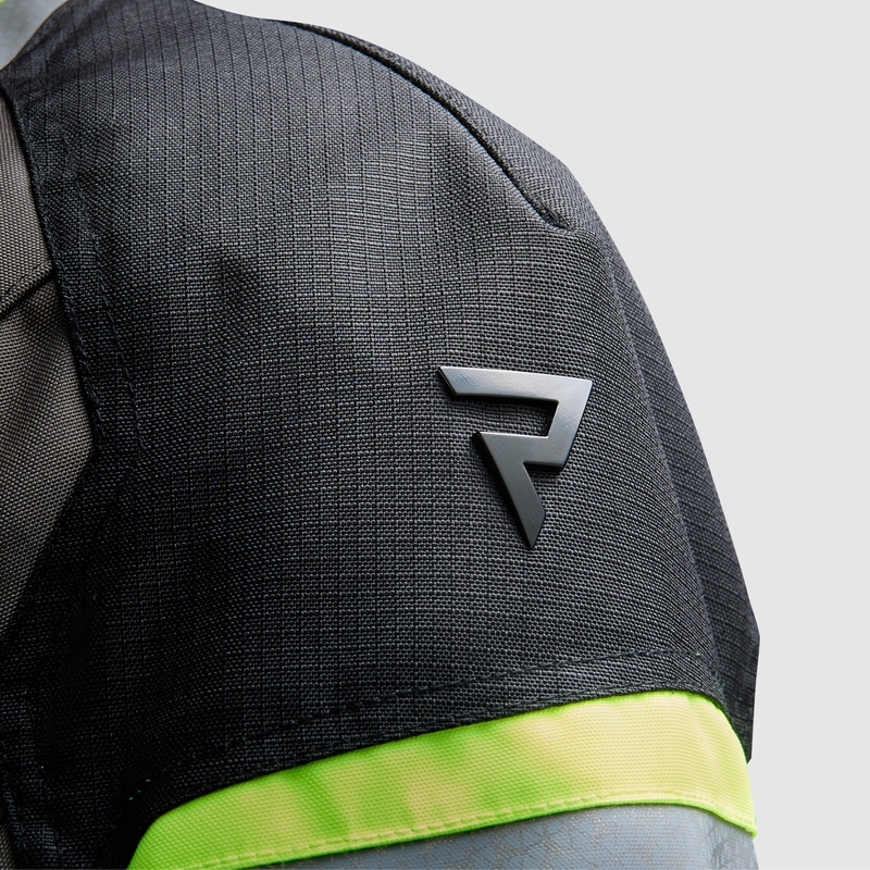 Geacă de motocicletă Rebelhorn Cubby V negru-gri-galben fluo