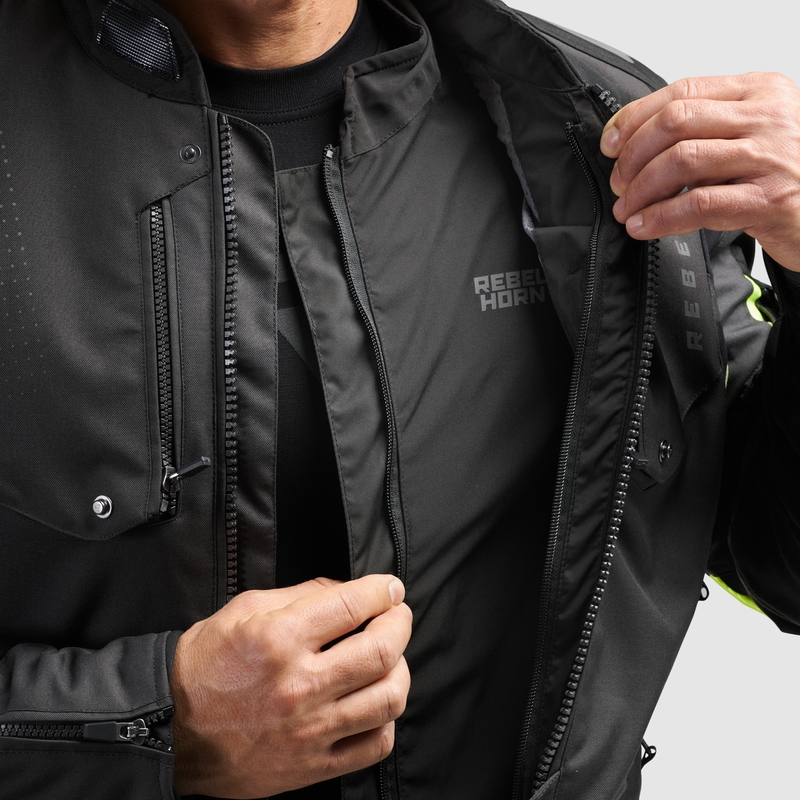 Jacheta moto Rebelhorn Hiker IV negru-antracit-galben fluo
