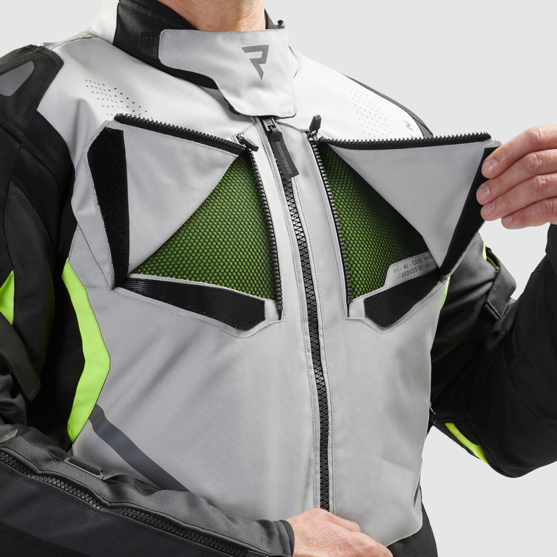 Geacă de motocicletă Rebelhorn Hiker IV negru-gri-galben fluo