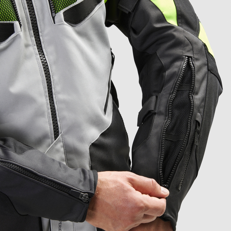Geacă de motocicletă Rebelhorn Hiker IV negru-gri-galben fluo