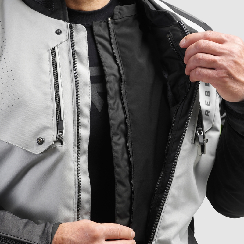 Geacă de motocicletă Rebelhorn Hiker IV negru-gri-galben fluo
