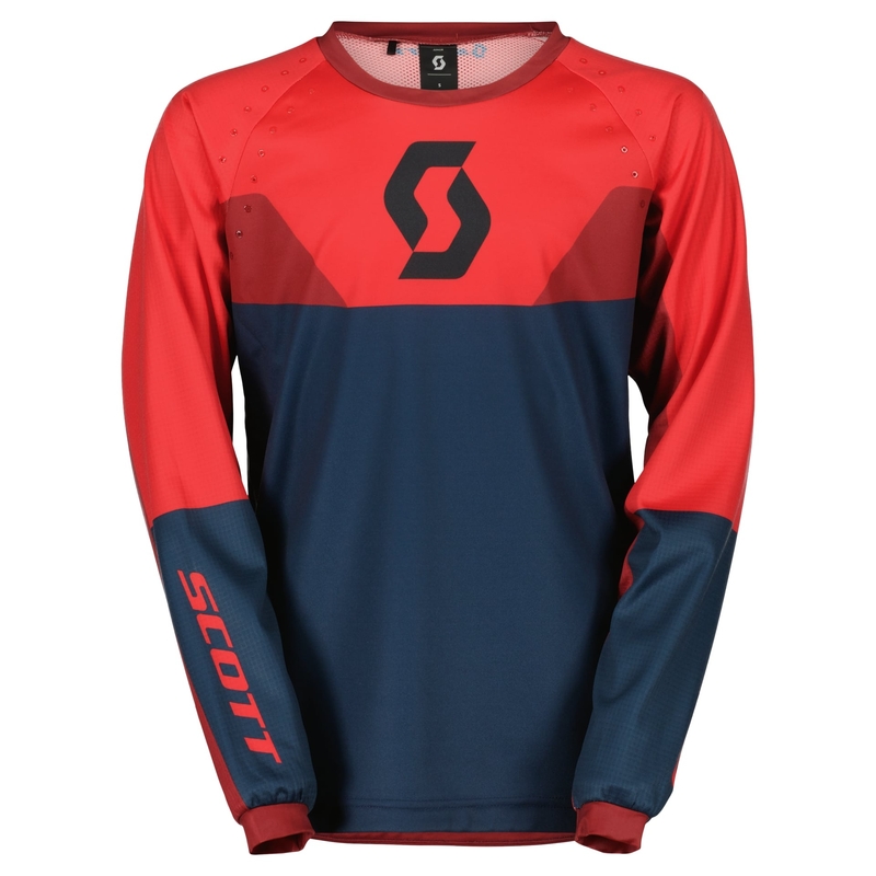 Tricoul de motocross pentru copii Scott EVO TRACK albastru-roșu neon