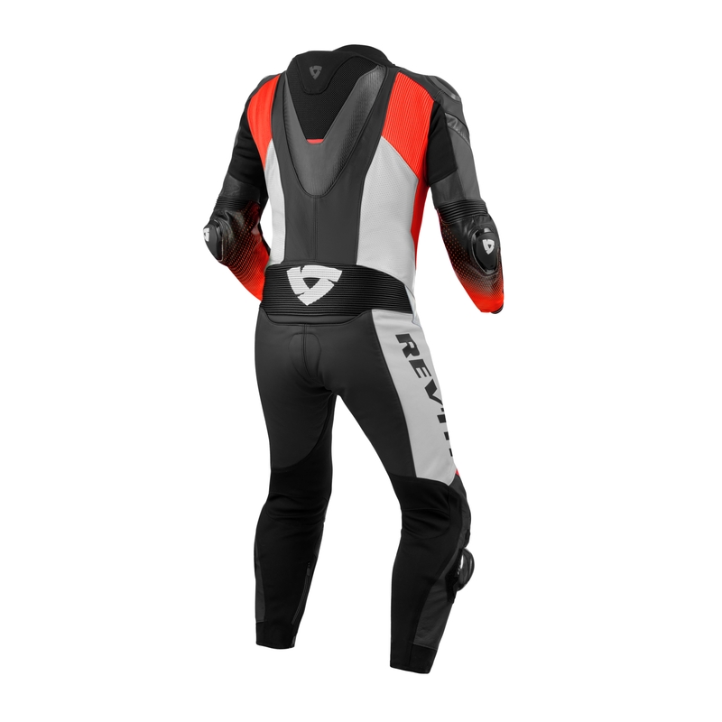 Salopetă de motocicletă din piele neagră-fluo roșie pentru motociclete Revit Control